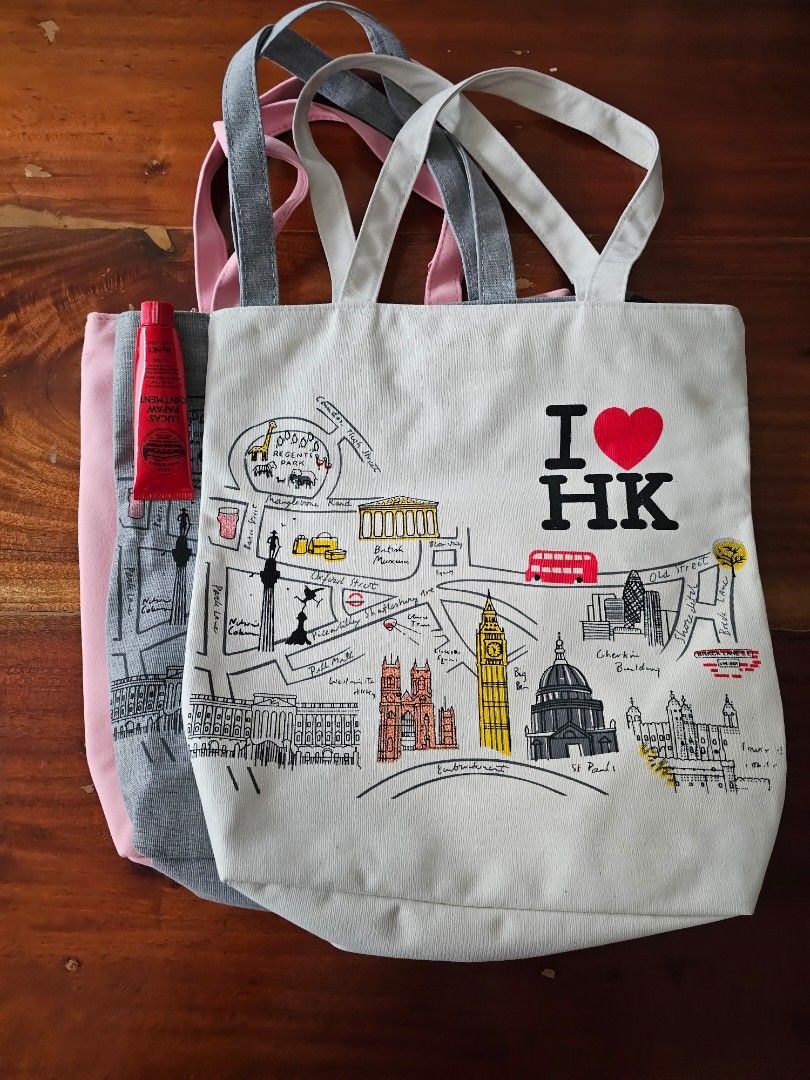 HK Tote Bag (Category: Tote Bags) located in Marikina City. Submitted by declutter_closet_ph (Listing ID 1353805587, Image 2). Description: 9 pcs diff colors, zip closure papaw not for sale -for size reference.