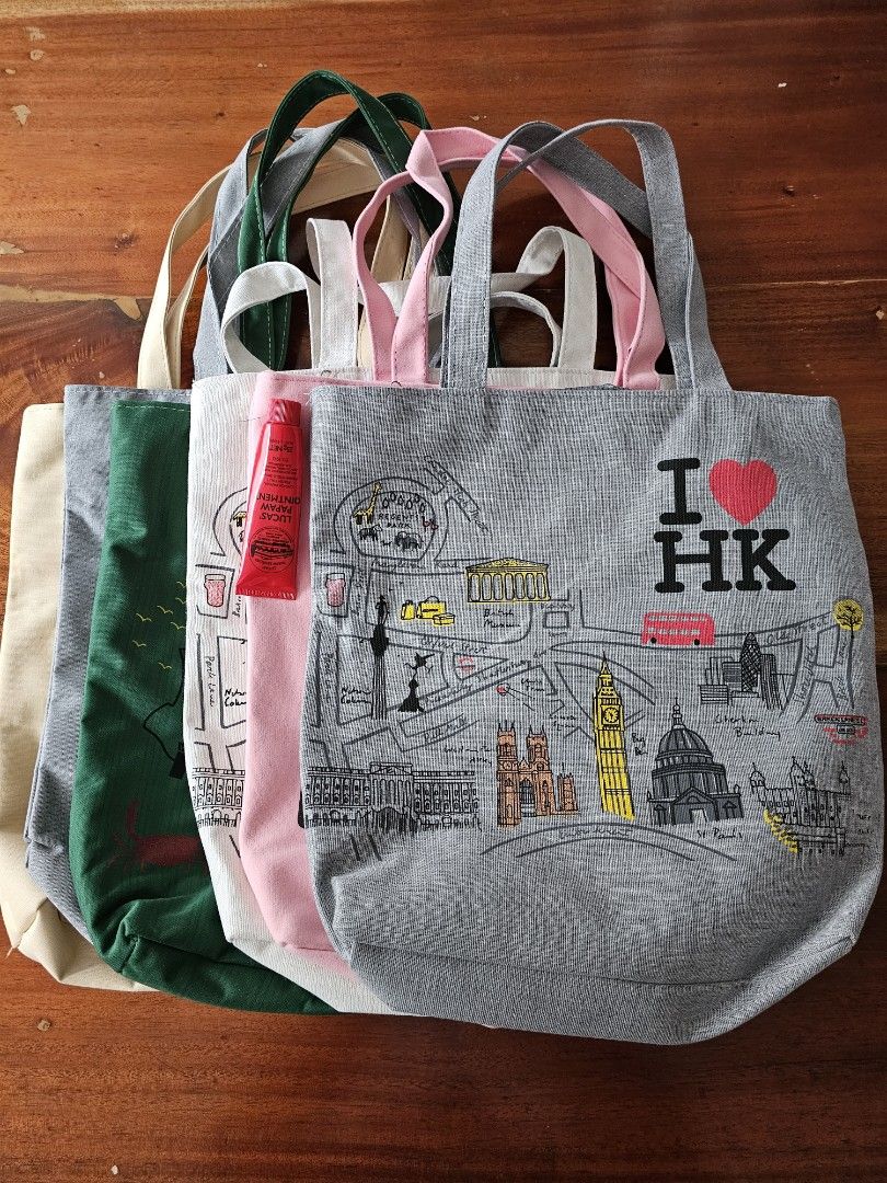 HK Tote Bag (Category: Tote Bags) located in Marikina City. Submitted by declutter_closet_ph (Listing ID 1353805587, Image 1). Description: 9 pcs diff colors, zip closure papaw not for sale -for size reference.