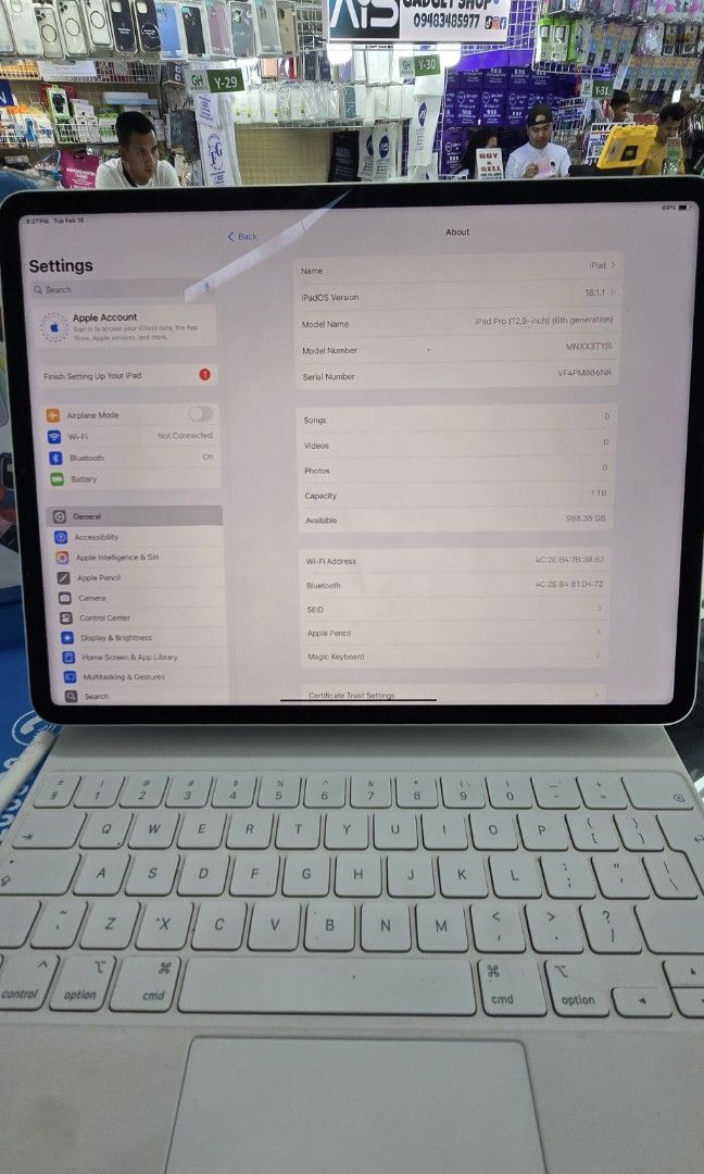 Ipad Pro M2 6thGeneration 12.9 1TB Wifi Only (Category: iPad) located in Quezon City. Submitted by samanthaga21954 (Listing ID 1353820027, Image 3). Description: Ipad Pro M2 6thGeneration 12.9 1TB Wifi Only Included Magic Keyboard and Original Pen All Included Original.
