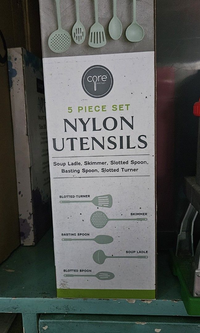 Kitchen Nylon Utensils 5pcs (Category: Other Kitchenware & Tableware) located in Pasig City. Submitted by prettypr1ncess (Listing ID 1353971411, Image 2). Description: Brand: Core 5pcs kitchen nylon utensils New not used nakastock lang Pick up and meet up possible preferably sm sta mesa, sta lu mall or bgc or acaia escalades eastwood areas By sched Sf c/o buyer.