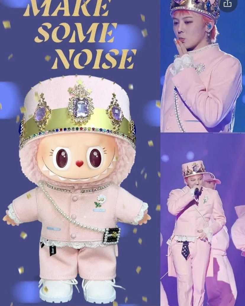 限量‼️Labubu x GD ✨權志龍G-dragon MAMA 粉紅色皇冠衣服套裝