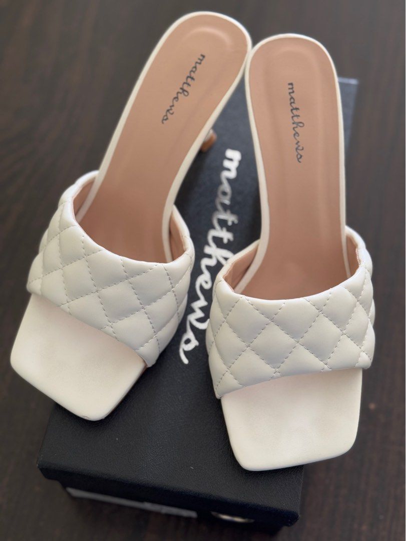 Matthews White Heels (Size 8) (Category: Heels) located in Manila. Submitted by declutterwmeh (Listing ID 1353940476, Image 1). Description: Matthews White Heels (Size 8) Got this from SM originally for 1,799 Worn twice With flaws on the last pic (barely noticeable) 600 + S.F (c/o buyer) .