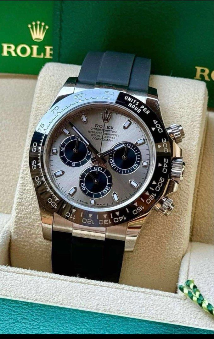 Rolex 2018 Daytona Oysterflex “Ghost” (Category: Luxury Watches) located in Pasig City. Submitted by Watchaholics (Listing ID 1353956338, Image 1). Description: Rolex 2018 Daytona Oysterflex “Ghost” Year model 2018 Complete full set Foreign AD Pristine Rubber Bracelet White Gold For 2.230M You may DM or contact @ 09615077138 Thanks admin😉 .