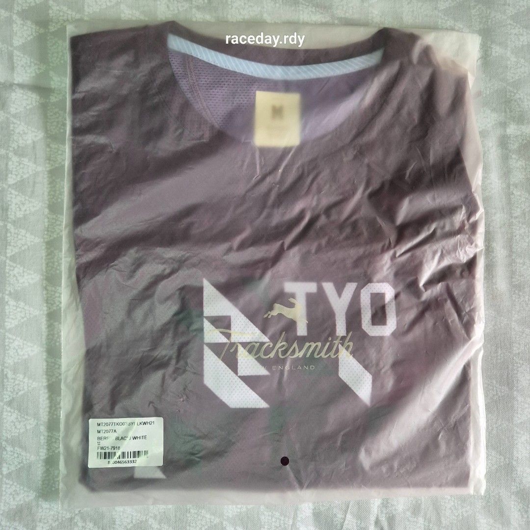 Tracksmith Tokyo Marathon Tee (Category: Activewear) located in Makati City. Submitted by raceday.rdy (Listing ID 1353826797, Image 2). Description: Tracksmith's commemorative Tokyo Marathon Tee, technically designed for race day Brand new, never used Medium. See garment measurements in the last pic Color: Berry/Black/White.