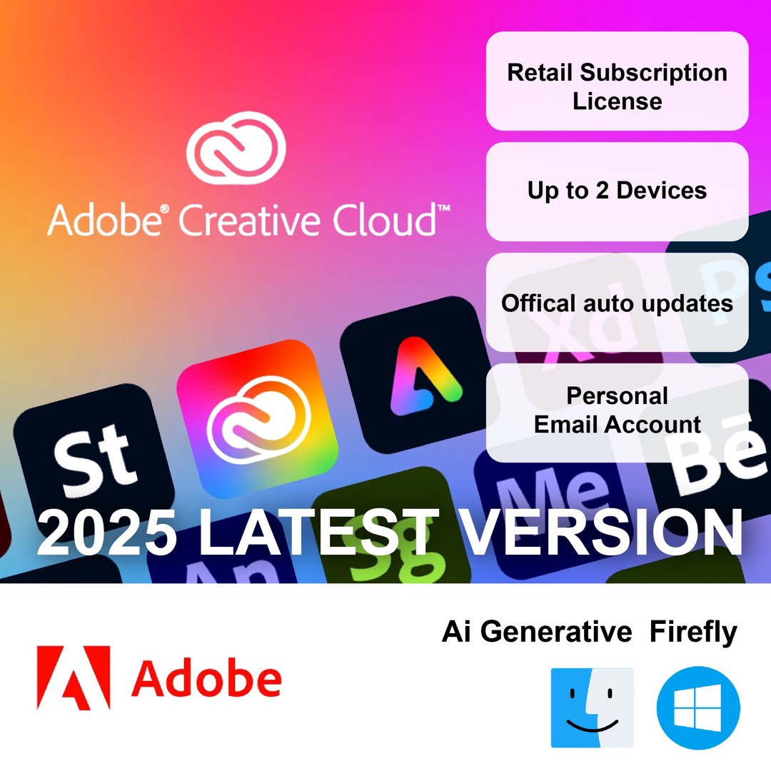 LATEST 2025 1/3/6 months 100% OFFICIAL Adobe 2025 Creative Cloud All ...