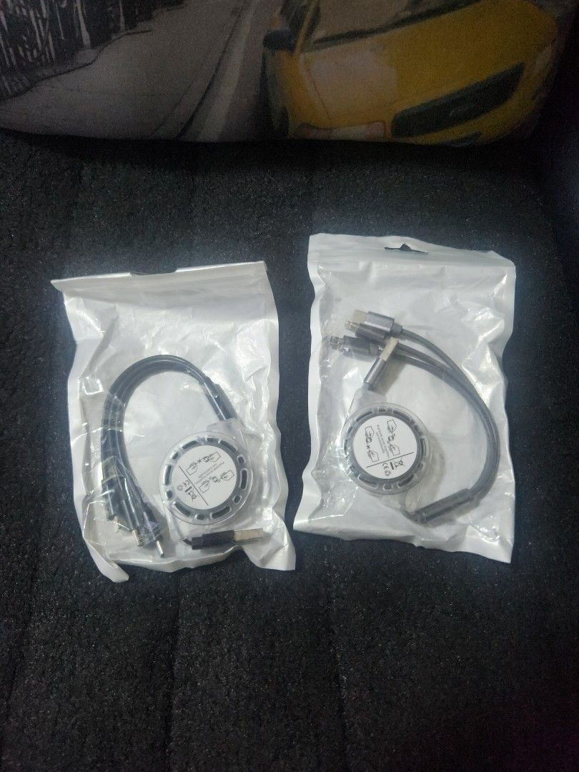 3 in 1 usb lightning type c android ios iphone wire cable charger (Category: Chargers & Cables) located in Pasig City. Submitted by js.authenticlux (Listing ID 1350797014, Image 1). Description: 3 in 1 retractable wire charger * 100 each * black and gray * call txt 09178029682.