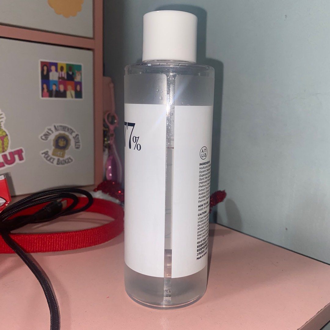 Anua Heartleaf 77% Soothing Toner (Category: Face Care) located in Bulacan. Submitted by teletubbwi (Listing ID 1350891507, Image 2). Description: only 2/3 of the product was used bought it from the orange app for Php 790 expiry: august 20, 2026 dm for inquiries!.