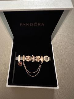 Authentic Pandora Reflexions Bracelet in Silver with Rose Gold Charms