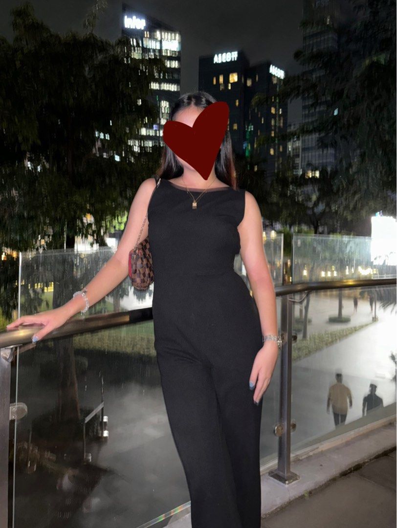 Black Backless Jumpsuit (Category: Jumpsuits) located in Manila. Submitted by mscyaa.declutter (Listing ID 1350839431, Image 1). Description: ◾️used only once for valentines dinner ◾️has some adjustments (tinahi) on the sides so my side boob won’t show ◾️length laid flat: 41” for reference, i’m 5’2” | 32a | 27-28 waist size in the pics.