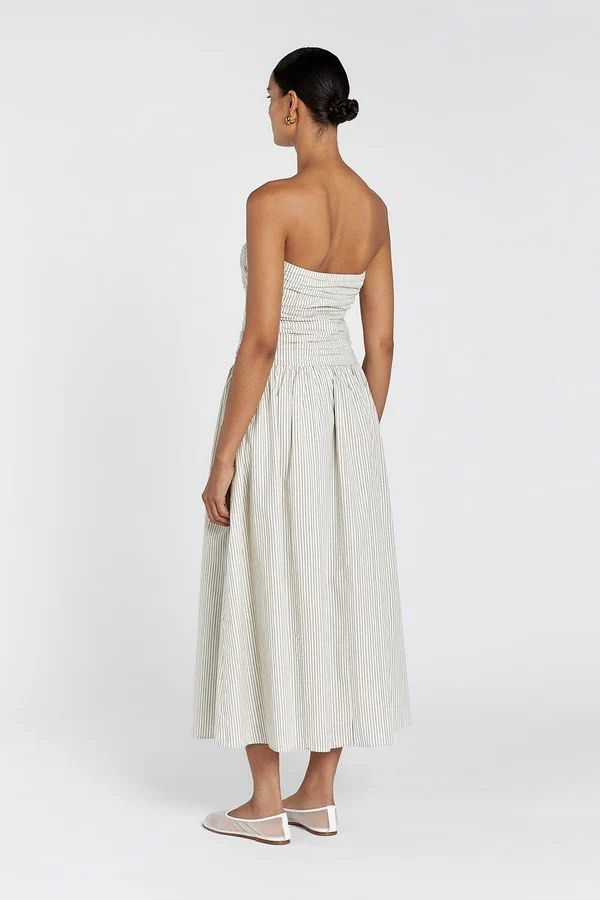 ayla cream stripe midi dress BNIB Dissh AYLA CREAM STRIPE MIDI DRESS, Women's Fashion, Dresses & Sets,  Dresses on Carousell