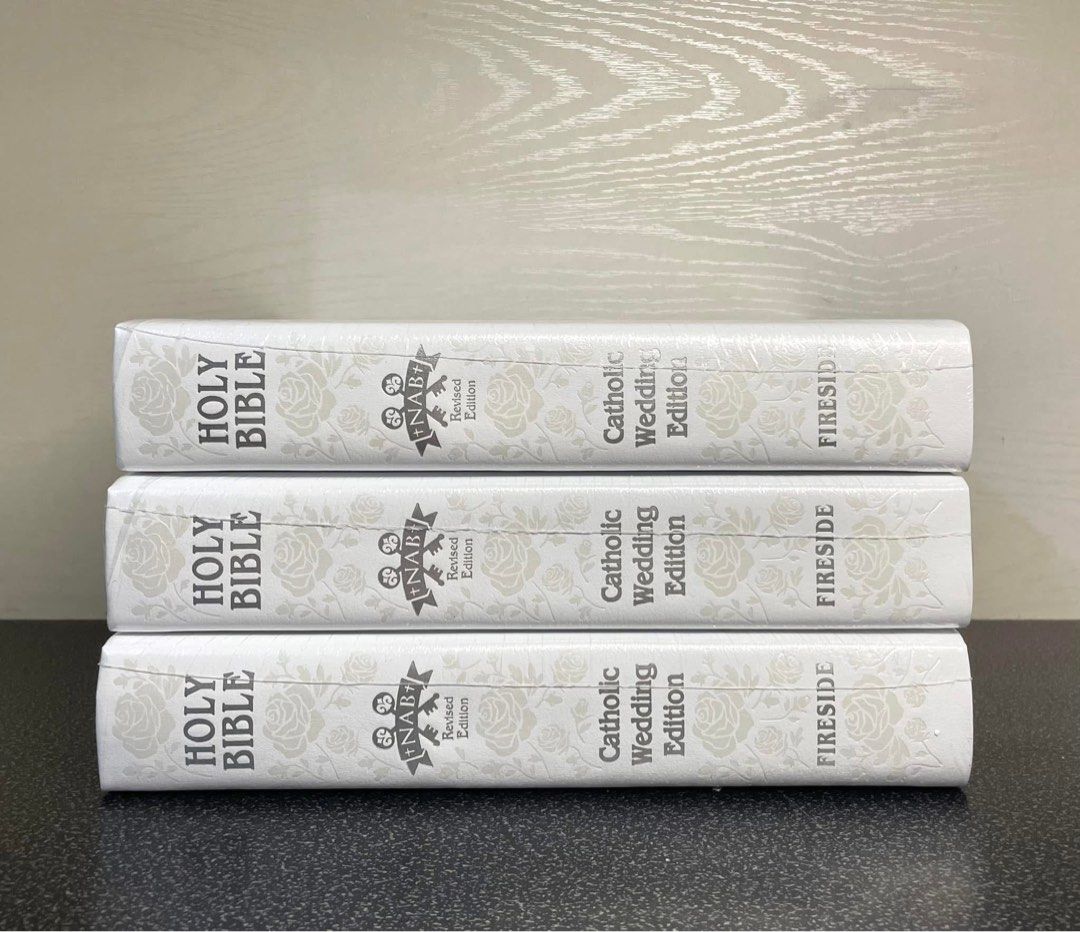 Catholic Wedding Bible (NABRE) (Category: Religion Books) located in Rodriguez. Submitted by KuyaEl09 (Listing ID 1350889745, Image 3). Description: Catholic Wedding Bible New American Bible Revised Edition @2011, Fireside Catholic Publishing First Edition Leather Bound Sealed Damage box 3 copies available ✅ 1,200.