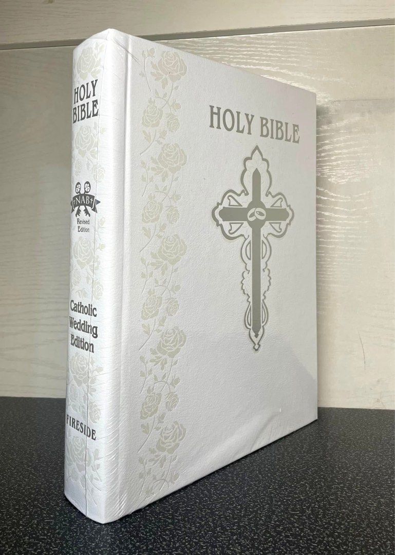 Catholic Wedding Bible (NABRE) (Category: Religion Books) located in Rodriguez. Submitted by KuyaEl09 (Listing ID 1350889745, Image 2). Description: Catholic Wedding Bible New American Bible Revised Edition @2011, Fireside Catholic Publishing First Edition Leather Bound Sealed Damage box 3 copies available ✅ 1,200.