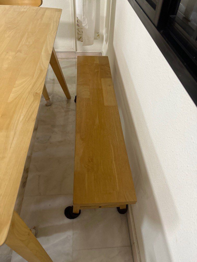 Dining Table Set (Category: Tables & Sets) located in Singapore. Submitted by tealforestgreen (Listing ID 1350837532, Image 3). Description: Letting go of perfectly good dining table set. Feels wasted to let town council throw out, thus hoping to bless others. 4 x chairs 1 x bench 1 x table Chairs are stained. Please arrange for your own transport and manpower. Must pick up on 5 Feb 2025. .