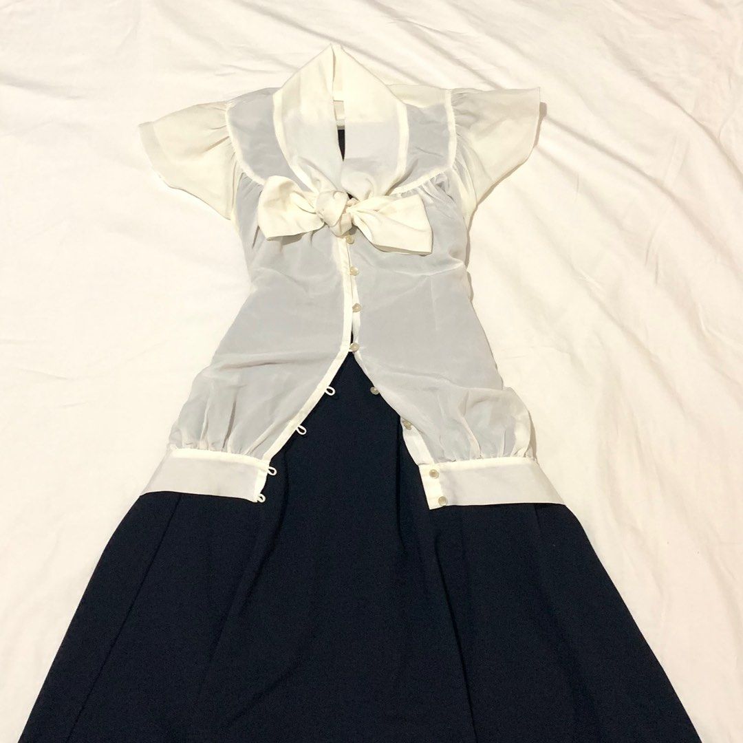 FATAL FRAME SET (Category: Sets or Coordinates) located in Quezon City. Submitted by fionalesca (Listing ID 1350768985, Image 1). Description: 𖹭 No actual WW. 𖹭 Skirt Details: Length: 25 inch Waist: 23 - 28 Inch COMMENT: Very Flowy and has pockets !! ISSUE: No Issue !! 𖹭 Top Details: Length: 12 inch Waist: 30 Inch COMMENT: See-through, inner is needed. Versatile for other outfits !! ISSUE: Has stain on sleeves but can be washed !!.