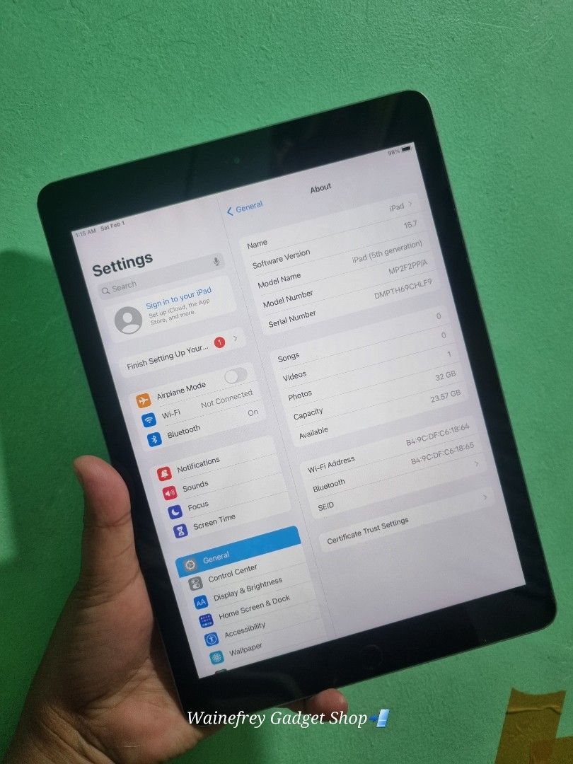 iPad 5th Gen 32gb (Category: iPad) located in San Juan City. Submitted by wainefreygadgetshop (Listing ID 1350878829, Image 3). Description: iPad 5th Gen 32gb Wifi Only NTC APPROVED ALL WORKING MAY DENTS NORMAL PO SA 2NDHAND SEE POSTED PICTURES *REPLACE LCD DAHIL BASAG KAYA MURA PERO DI NAMAN NAKAKA APEKTO SA PERFORMANCE NAGAGAMIT PA PEDE PANG BUSINESS/ONLINE CLASS /FOR WORK NAGAGAMIT PA . Buy at your own risk 😊 MAGBASA KA MUNA BAGO KA MAG REACT