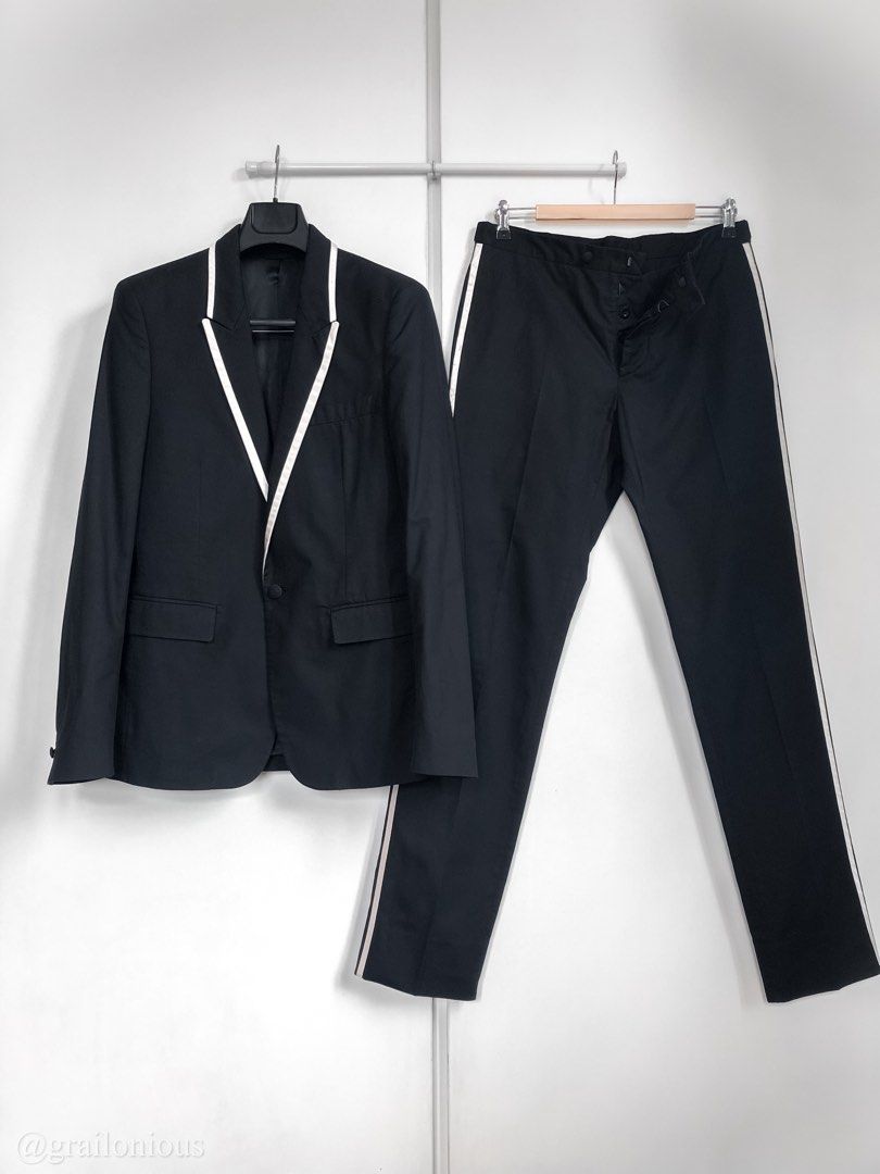 Maison Margiela Line 14 Dinner Suit (Category: Sets & Coordinates) located in Quezon City. Submitted by grailonious (Listing ID 1350630738, Image 1). Description: Made in Italy. 9/10 Minor fading on collar. size 46 suit, Jacket fits mens M, pants fit size 32 selling for Php 26,900, negotiable measurements on request like balenciaga, dior homme, etc..