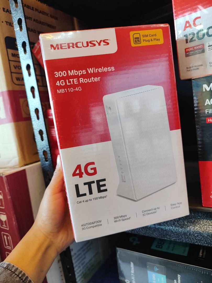 Mercusys 4G LTE Router 300Mbps Wireless N MB110-4G (Category: Other Mobile & Gadget Accessories) located in Manila. Submitted by _yourtrustedsource (Listing ID 1350770521, Image 2). Description: BRAND NEW, ORIGINAL & SEALED! BRANCH STORE LOCATION🗺️: 📍 Evangelista St. Makati City 📍 Kawit Cavite MODE OF PAYMENT 💸: ✅ CASH ✅ GCASH ✅ BANK TRANSFER ✅ HOMECREDIT DELIVERY OPTIONS 🚚: ✅ LALAMOVE/PICK UP/ ✅ LBC COP/LBC BRANCH PICK UP ❗1 YEAR WARRANTY &