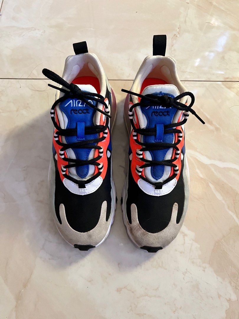 Nike Air Max 270 React Womens - Fossil - Size 5.5 (Category: Sneakers) located in Las Pinas. Submitted by dttng (Listing ID 1350796679, Image 2). Description: Authentic bought from Nike Store Size 5.5 Just needs cleaning, spilled a little bit of coffee while walking on grass (see small brown marks). Only used 3x . RFS: No longer using, just stored in my room.