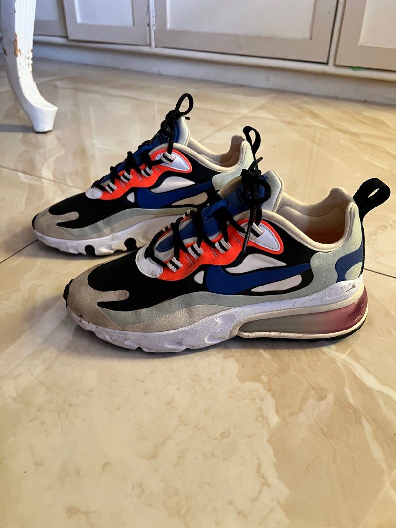 Nike Air Max 270 React Womens - Fossil - Size 5.5 (Category: Sneakers) located in Las Pinas. Submitted by dttng (Listing ID 1350796679, Image 3). Description: Authentic bought from Nike Store Size 5.5 Just needs cleaning, spilled a little bit of coffee while walking on grass (see small brown marks). Only used 3x . RFS: No longer using, just stored in my room.
