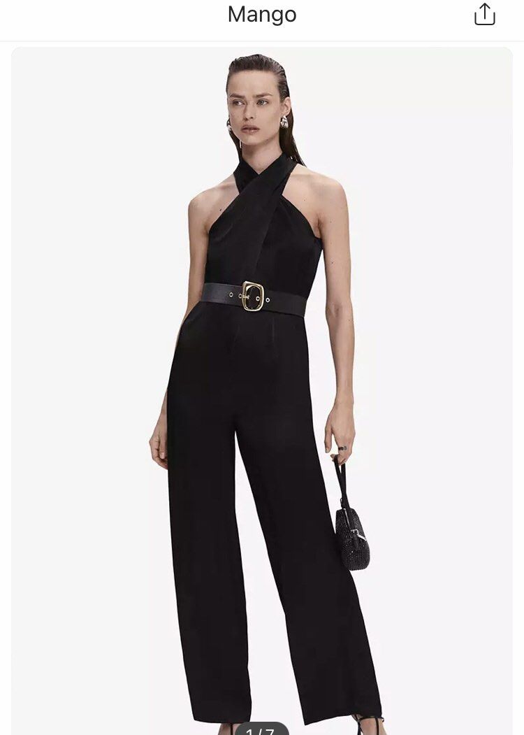 RUSH SALE. Mango Satin Halter Jumpsuit (Category: Jumpsuits) located in Manila. Submitted by 414studio (Listing ID 1350831235, Image 2). Description: Brand new with tag 100% authentic from Mango USA (Not overruns) Medium (Rush sale, might delete).