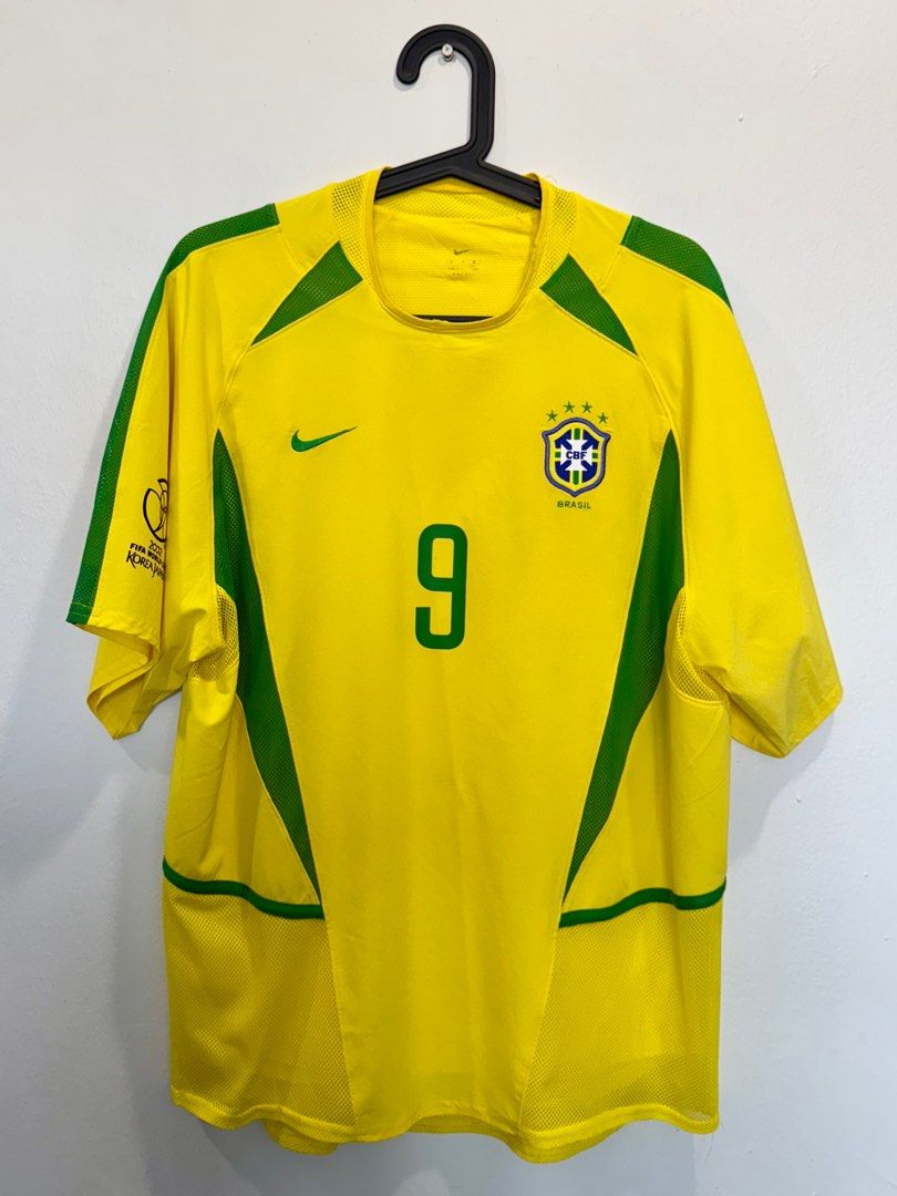 2002 R9 Jersey BRZAIL HOME S/S 2002/2004 RONALDO #9 PLAYER ISSUE WORLD CUP jersey ...