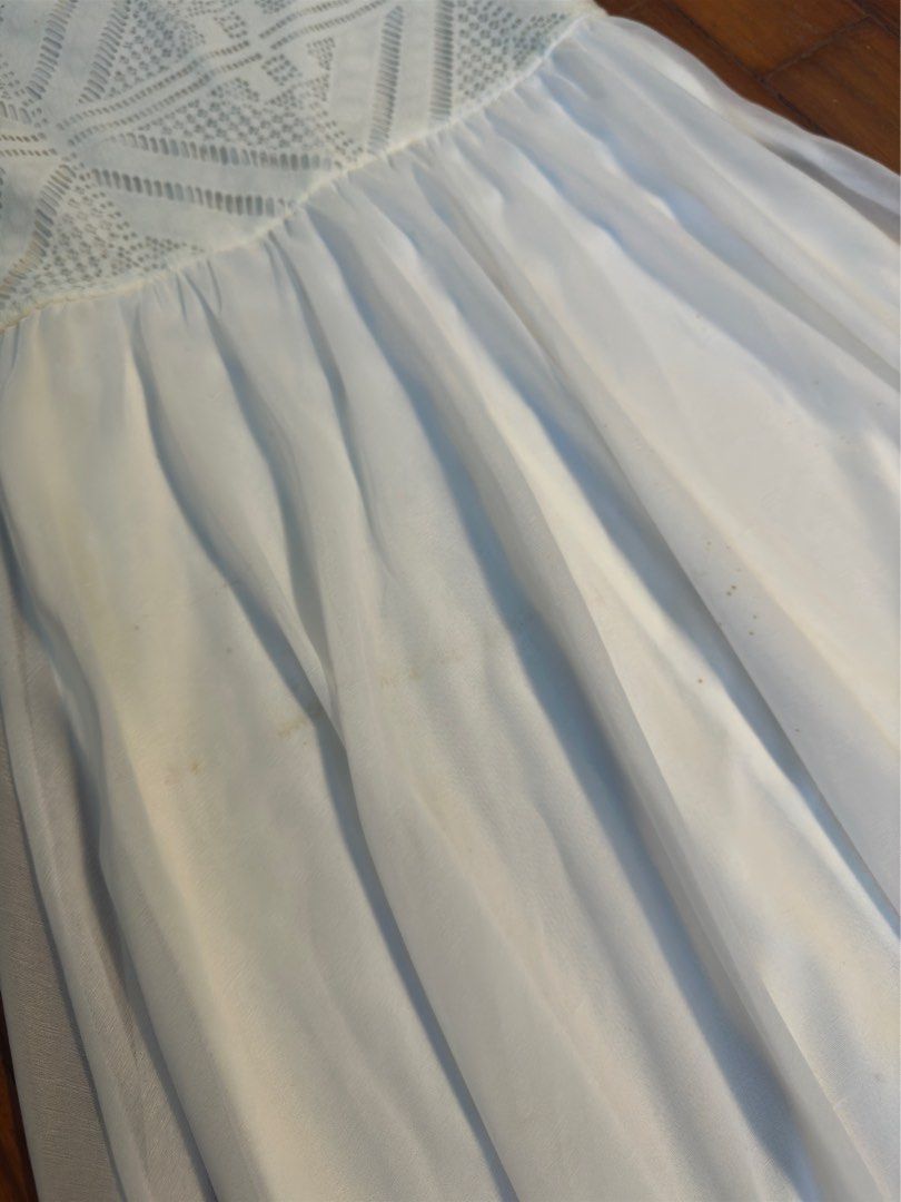 H&M White Long Dress (Category: Dresses) located in Mariveles. Submitted by declutterwithina (Listing ID 1354045545, Image 3). Description: Never used Perfect as beach dress Has washable stains due to storage LBC or J&T delivery during weekends.