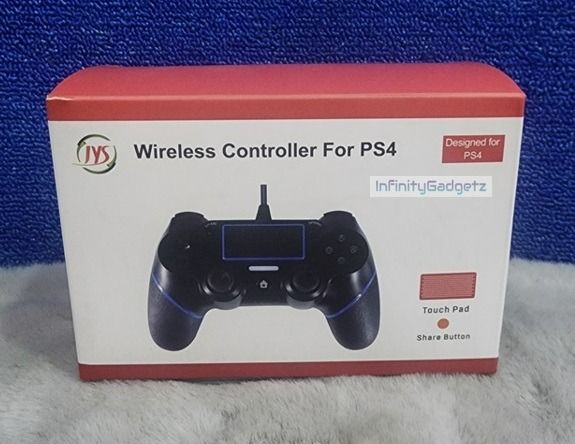 JYS P4127 Wired Controller for PS4 with touchpad and light bar, no microphone (Category: Controllers) located in Manila. Submitted by infinitygadgetzph (Listing ID 1354066629, Image 3). Description: -Authentic JYS Playstation Accessories -Sealed and Brand New -High Quality Compatible for: PS4 Console SPECIFICATIONS & FEATURES: -Model: JYS-P4127 -Connected with PS4 console via USB cable -Equipped with 6-axis sensor which is composed by 3D accelera