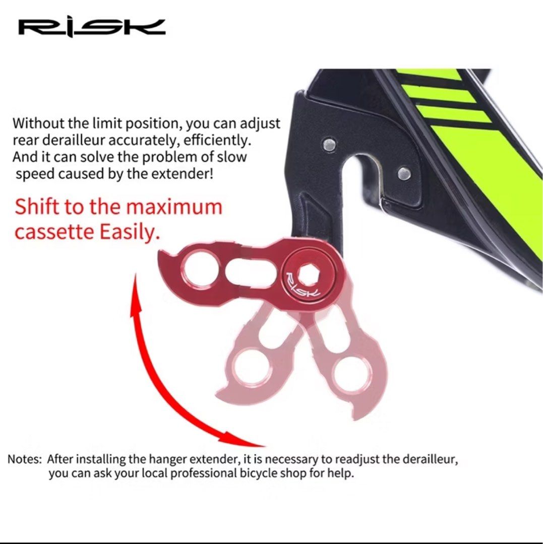 RISK Bicycle Frame Rear Derailleur Extender For 32-52T Cassette Gear ...