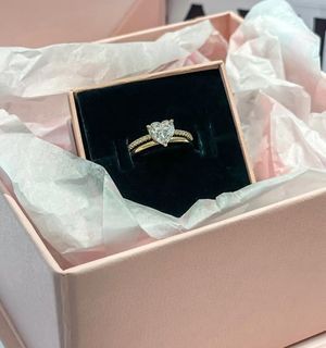 🎀Sale ! Pandora gold shine double band heart ring ( 5 6 7 8 9 cm)