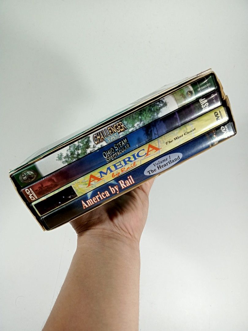 Trains and Railroad DVD packs set (Category: Everything Else Others) located in Pasig City. Submitted by game.breaker666 (Listing ID 1354055364, Image 3). Description: take all DVD pack set ✅Trains Spectacular (4pack DVD set) ✅ Great American Scenic Railroads (6pack DVD set) As is condition lang po. No player to test. Galing U.S. ✅Price: 500 pesos take all (firm/ last price) ✅ Payment: Gcash/ BPI ✅ Shipping: LBC/ Lalamove ✅ Location: Pasig.