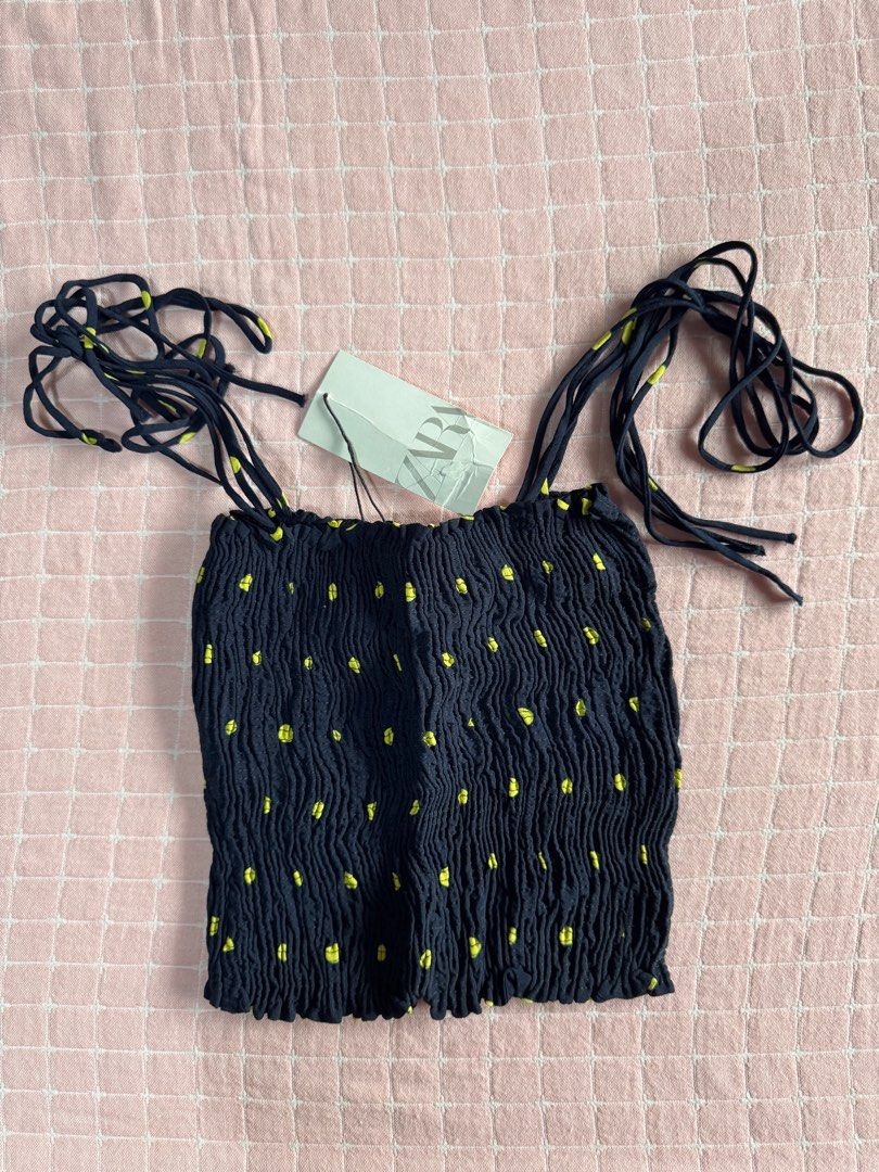 Zara spaghetti strap polka dots top with tag (Category: Sleeveless) located in Quezon City. Submitted by notformirent (Listing ID 1353986938, Image 2). Description: .