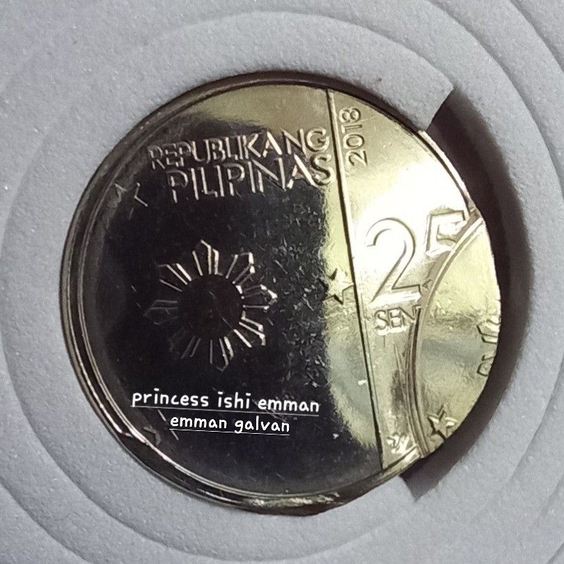 25c double strike error (Category: Currency) located in Muntinlupa City. Submitted by voltlovebird (Listing ID 1354303562, Image 1). Description: plus sf.... Ngc 25cent double strike error coin.. ganda ipa slab.. condition: BU (brilliant uncirculated)...