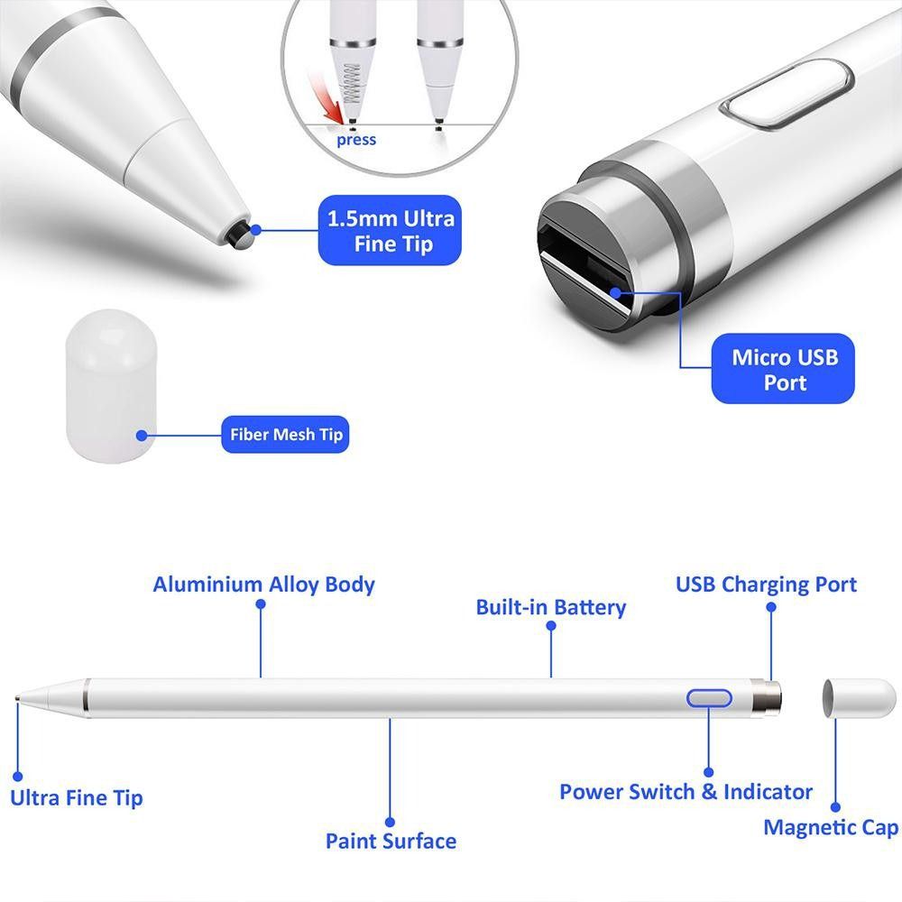Active Stylus Pen Universal Capacitive Touch Screen Pencil for IOS/Android Tablet Phones Drawing (Category: Other Mobile & Gadget Accessories) located in Manila. Submitted by bethloveph_bts (Listing ID 1354233640, Image 3). Description: Color: Black / White Drawing and writing tablet touch stylus for pad Pro Android phones and tablets Support Huawei, vivo, Xiaomi, Samsung, , pad and other devices Feature: -[Practical] The stylus actually writes a