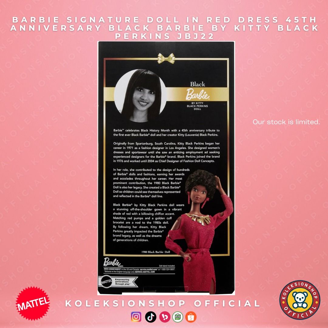 Barbie Signature Doll in Red Dress 45th Anniversary Black Barbie by Kitty  Black Perkins JBJ22