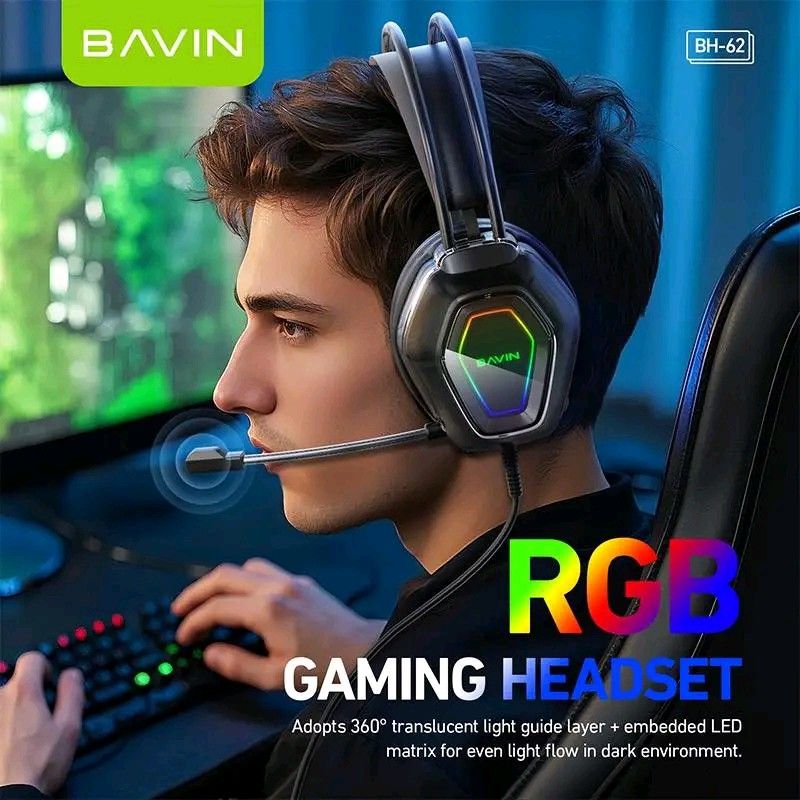 ￼BAVIN BH62 RGB Wired Gaming Headphone (Category: Headphones & Headsets) located in Manila. Submitted by ramosmarvi53163 (Listing ID 1354311076, Image 3). Description: ￼BAVIN BH62 RGB Wired Gaming Headphone Color:Black/ White.