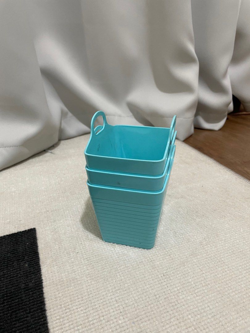 Blue Small Basket (Category: Storage Boxes & Baskets) located in Manila. Submitted by annetisocial8 (Listing ID 1354300098, Image 1). Description: Blue Small Basket as Table Organizer 100 for 3 pcs * Has pencil stains inside.
