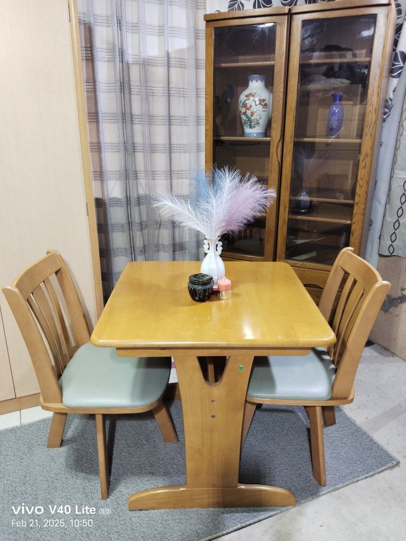 Coffee table square solid wood (Category: Tables & Sets) located in Bulacan. Submitted by jap.aniks27 (Listing ID 1354272526, Image 1). Description: ‼️2 SEATER COFFEE TABLE SOLID WOOD w/swivel cushion seats size dimensions: in centimeters L75*W75*H70 ⛔"Manage your expectations, items are used from japan😊☝️ expect some dents and scratches"🙏 📍CAN SHIP THRU LALAMOVE WITHIN NEARBY AREAS DROP n GO for provincial areas 📍Sanjose del monte heights mu