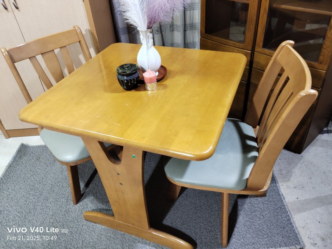 Coffee table square solid wood (Category: Tables & Sets) located in Bulacan. Submitted by jap.aniks27 (Listing ID 1354272526, Image 2). Description: ‼️2 SEATER COFFEE TABLE SOLID WOOD w/swivel cushion seats size dimensions: in centimeters L75*W75*H70 ⛔"Manage your expectations, items are used from japan😊☝️ expect some dents and scratches"🙏 📍CAN SHIP THRU LALAMOVE WITHIN NEARBY AREAS DROP n GO for provincial areas 📍Sanjose del monte heights mu