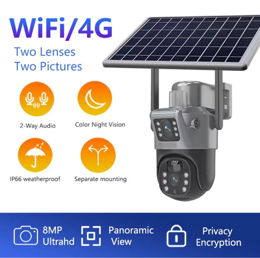 EseeCloud 4K 8MP PTZ IP66 Wifi Security Camera (Category: Security Systems & CCTV Cameras) located in Mandaluyong City. Submitted by jim.dc (Listing ID 1354173402, Image 1). Description: 4K 8MP PTZ IP66 Wifi Security Camera Dual Lens with Dual Screen Ai Auto Tracking Wireless CCTV Surveillance Camera Smart Life Main Features Dual lens 4MP+4MPTranslation and tilt: Translation 355 degrees and tilt 90 degreesBidirectional voice intercomCloud storage