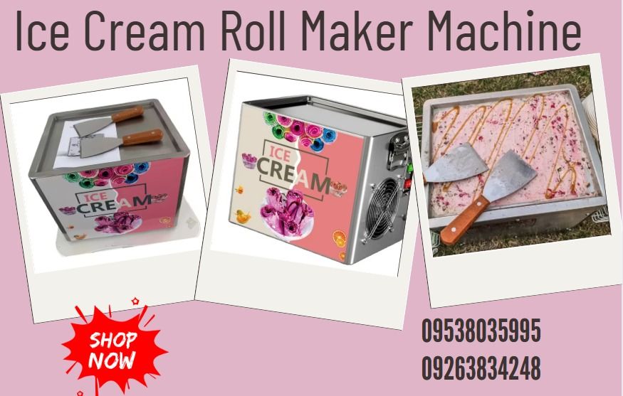 Ice Cream Roll Maker Machine (Category: Ice-cream Makers) located in Caloocan City. Submitted by gracemonle62168 (Listing ID 1354205629, Image 1). Description: model : cbj10 volt : 220v frequency : 50hz power : 330w dimension : 34*28*30cm N.W : 15kg refrigerator : R134a amount of refrigerator : 90kg Function :Fried Ice Cream Roller.