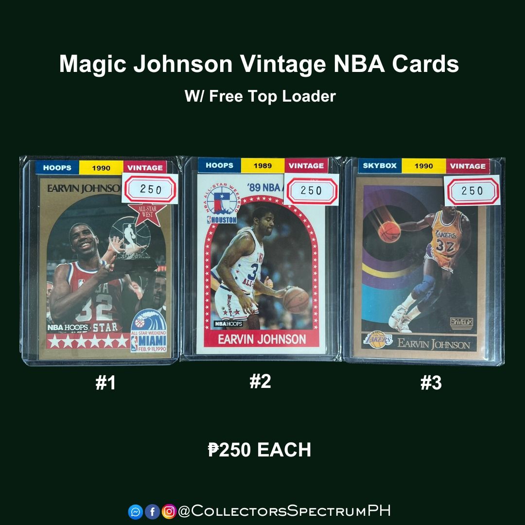Magic Johnson Vintage NBA Cards with Free Toploader, Hobbies & Toys ...