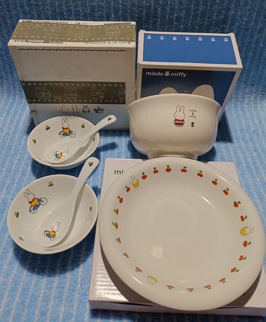 Misdo Miffy and Felessimo Collections (With box) (Category: Dinnerware & Cutlery) located in General Santos City (Dadiangas). Submitted by ced_thrifty24 (Listing ID 1354158739, Image 1). Description: Misdo Miffy Collections ✅ Excellent condition Felessimo with spoon - Php 300 (2 pairs) Mister Donut plate - Php 170 Mister Donut big bowl - Php 180 Selling price + sf.