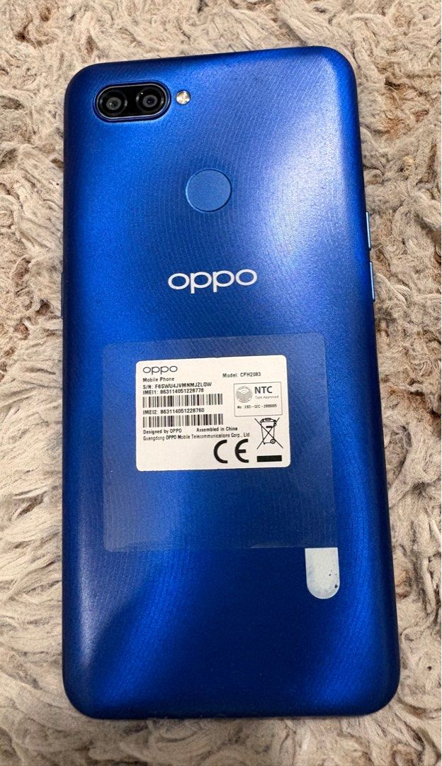 Oppo A12 (Category: OPPO) located in Makati City. Submitted by darlenc (Listing ID 1354162057, Image 1). Description: OppoA12 , not defective everything functioning excellently. Has never undergone check up or repair. Selling as this has been long shelf out almost forgotten that it exist..