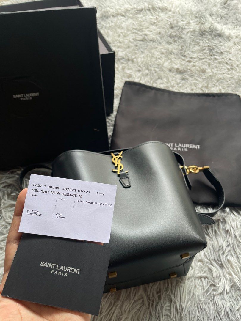 Saint Laurent Black Leather Bucket (Category: Luxury Bags & Wallets) located in Tarlac. Submitted by thrift2tarlac (Listing ID 1354222371, Image 3). Description: Dm me for more details 🔥.