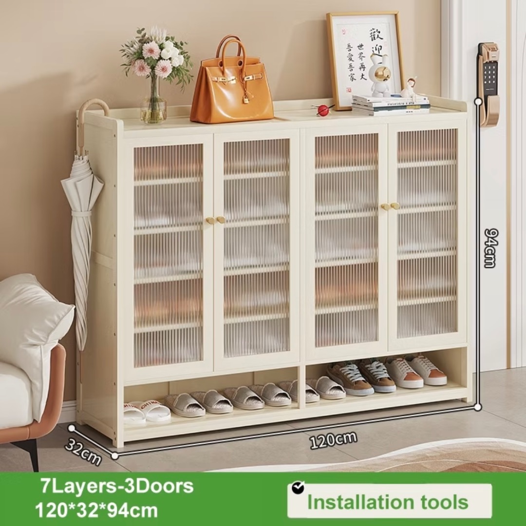 Shoe Cabinet With Transparent Doors | Multilayered Anti Odour Shoe Rack ...