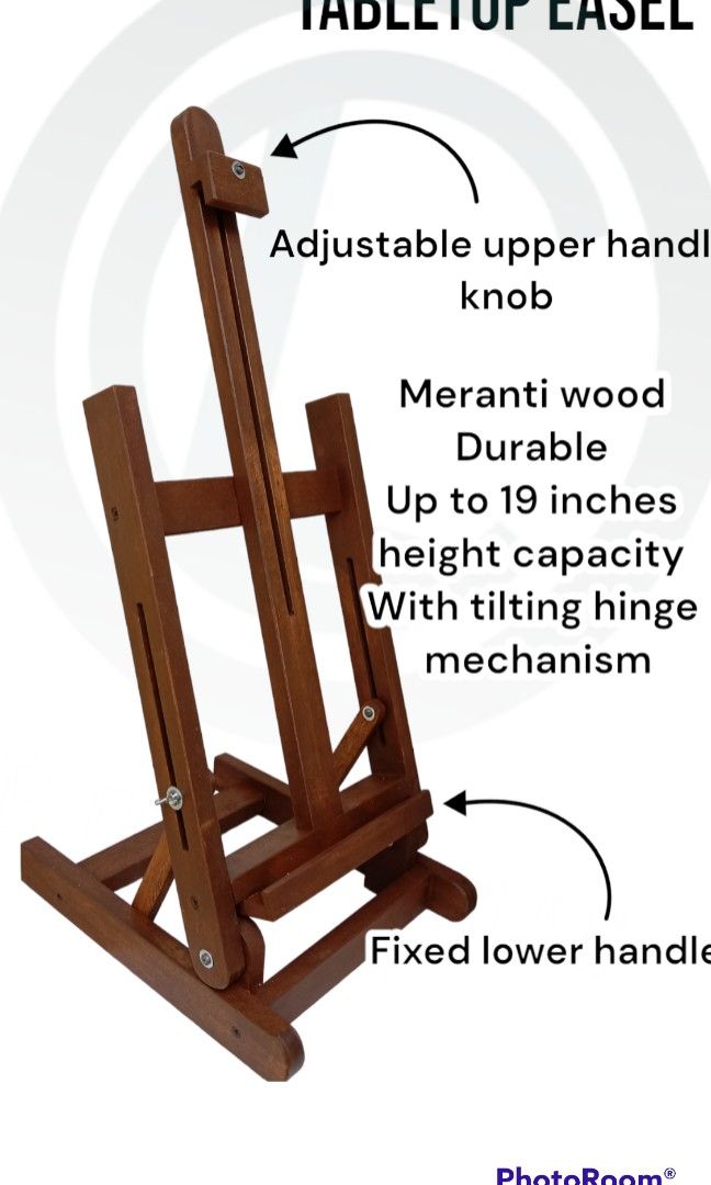 Tabletop easel solid wood (Category: Art & Prints) located in Caloocan City. Submitted by genobatakatrina29-60657 (Listing ID 1354263385, Image 1). Description: brandnew made from ph mahogany heavy duty for small canvases.