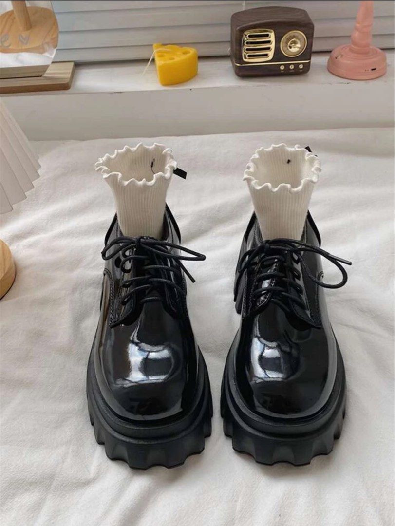 two tone lace-up front platform oxford shoes (Category: Wedges) located in Arayat. Submitted by baragis (Listing ID 1354313671, Image 2). Description: used only once, in vv good condition very comfy during concert esp standing bought for 1.3k size: cn 35 heels: 6cm /2.4 inch mop: gcash maya mod: jnt.