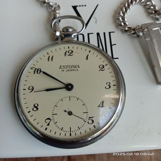 Vintage Estonia pocket watch 17 j cal3602 handwinding