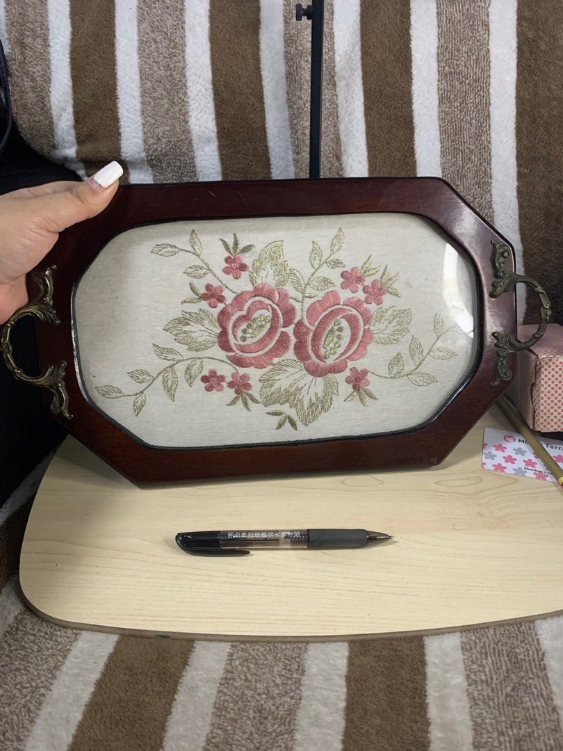 Vintage wooden frame/tray (Category: Frames & Pictures) located in Cabanatuan. Submitted by mjluxxejapan (Listing ID 1354326226, Image 1). Description: Fixed price.approx 13.5”x8.5” meas.solid wood material.handmade burda design.glass cover solid wood material.ganda antique handle.may mga minimal cracks ung gilid nh wood frame s nman pls check all details posted mganda to .