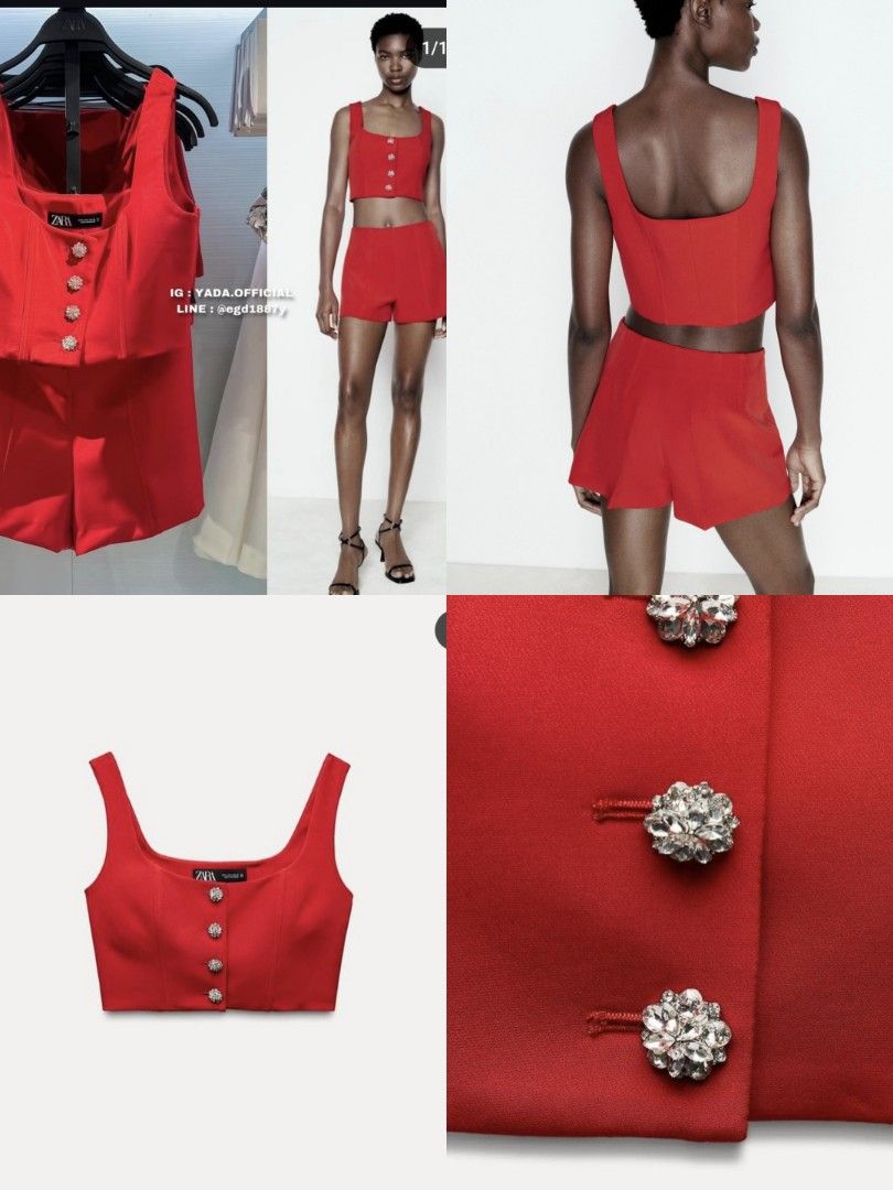 Zara Red Coords - Top small, short xs (Category: Sets or Coordinates) located in Makati City. Submitted by preloved_rnf (Listing ID 1354217798, Image 1). Description: Japan pasabuy in transit available on last 3rd-4th week of March.